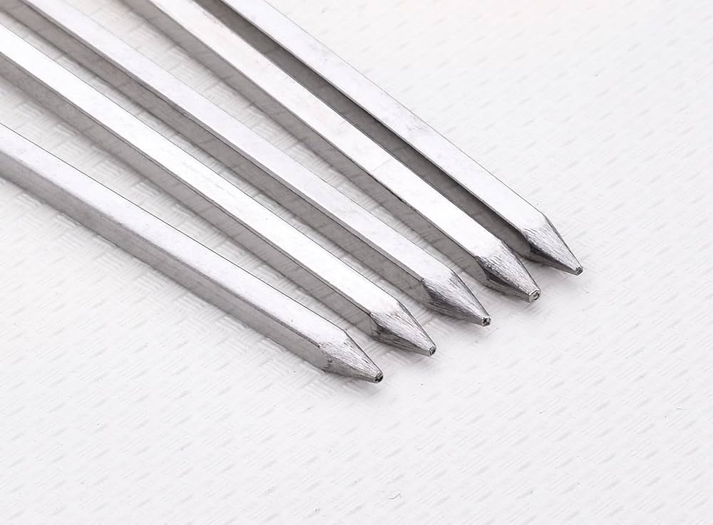 24" SQUARE KEBAB SKEWER 8mm STAINLESS STEEL - PACK OF 6 (7418)