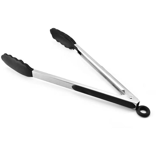 9" Silicone Tongs Black