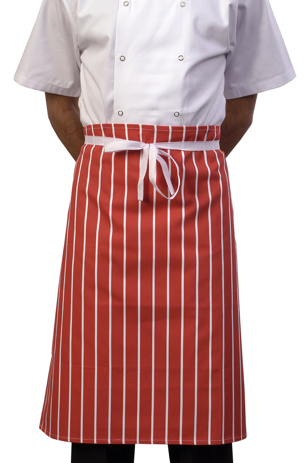 Classic Butchers Striped Waist Apron - Red