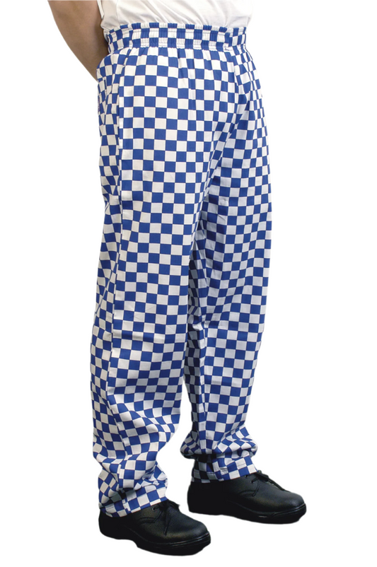Large Check Baggy Trousers - Blue