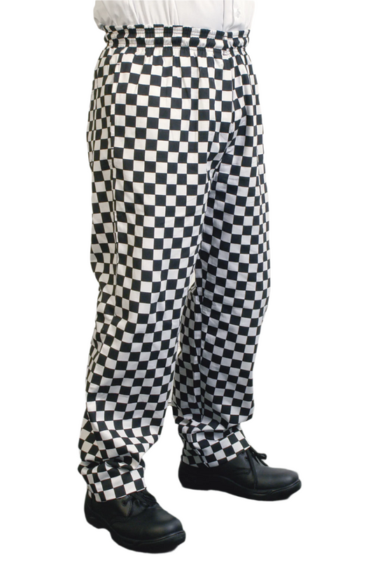 Large Check Baggy Trousers - Black